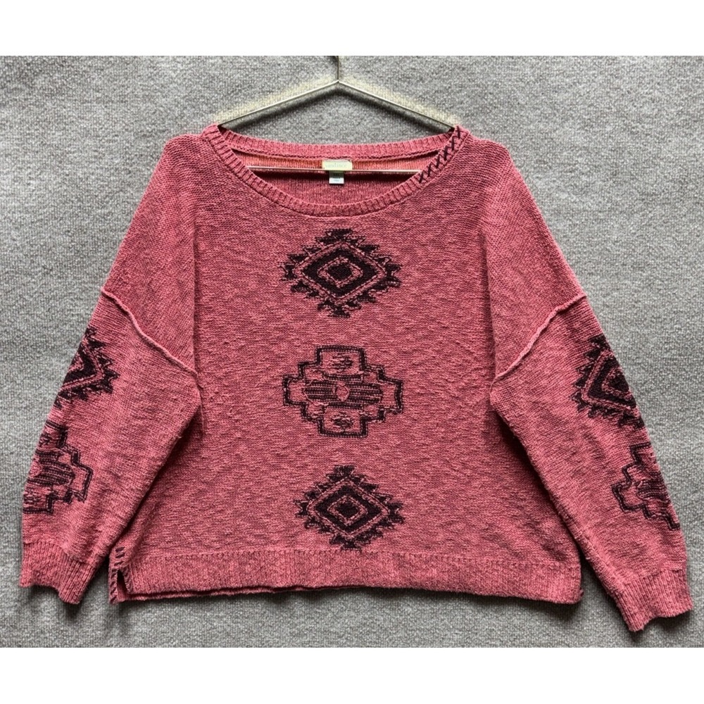 Sundance Cotton Linen Pullover Sweater Womens 2XL Rustic Berry Relaxed Fit West